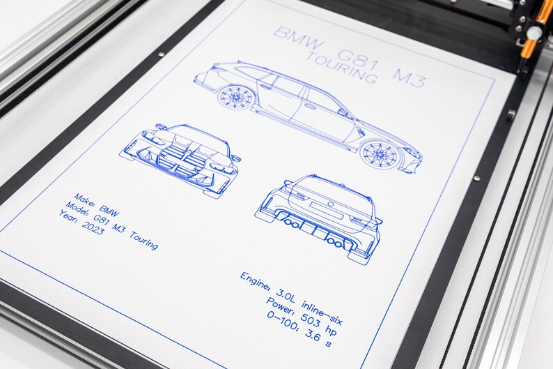 BMW G81 M3 Touring Blueprint Poster Drawing – Technical Car Art ...