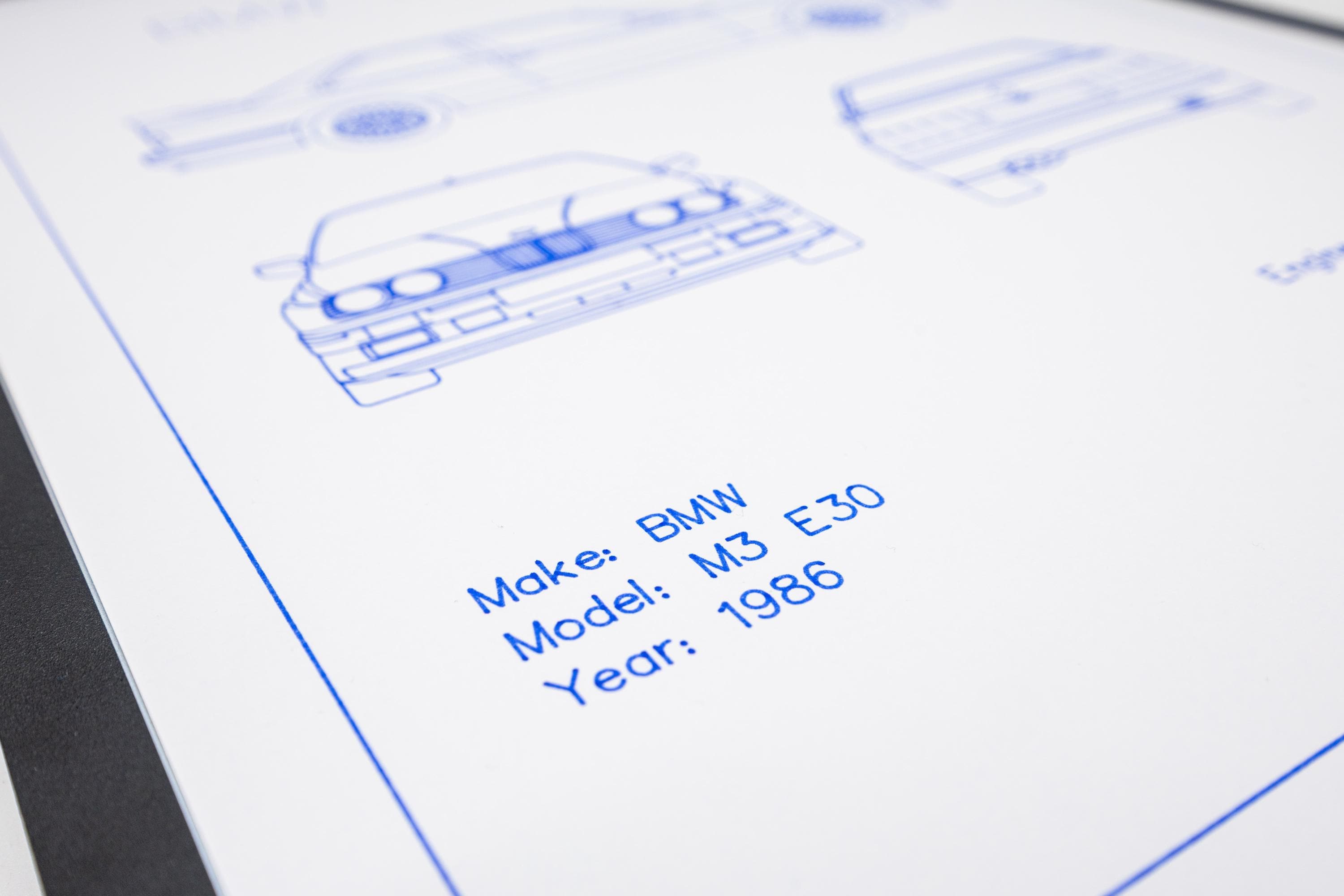 BMW M3 E30 Blueprint Poster Drawing – Technical Car Art, Plotter Art ...