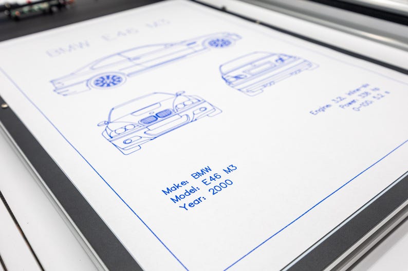 BMW E46 M3 Blueprint Poster Drawing – Technical Car Art, Plotter Art ...