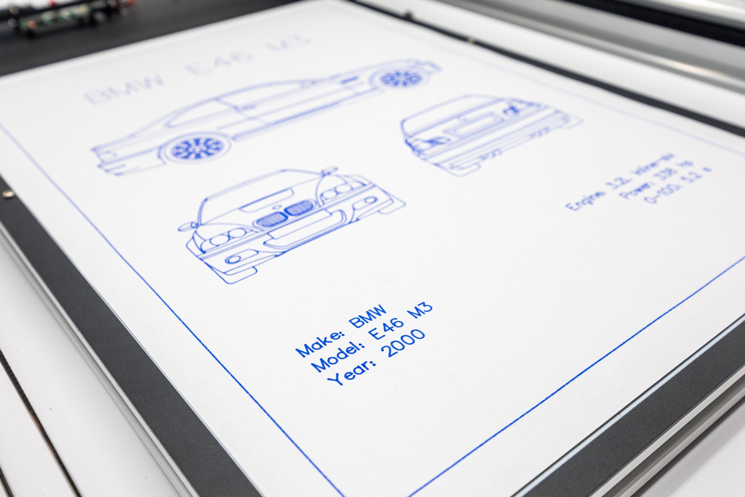 BMW E46 M3 Blueprint Poster Drawing – Technical Car Art, Plotter Art ...
