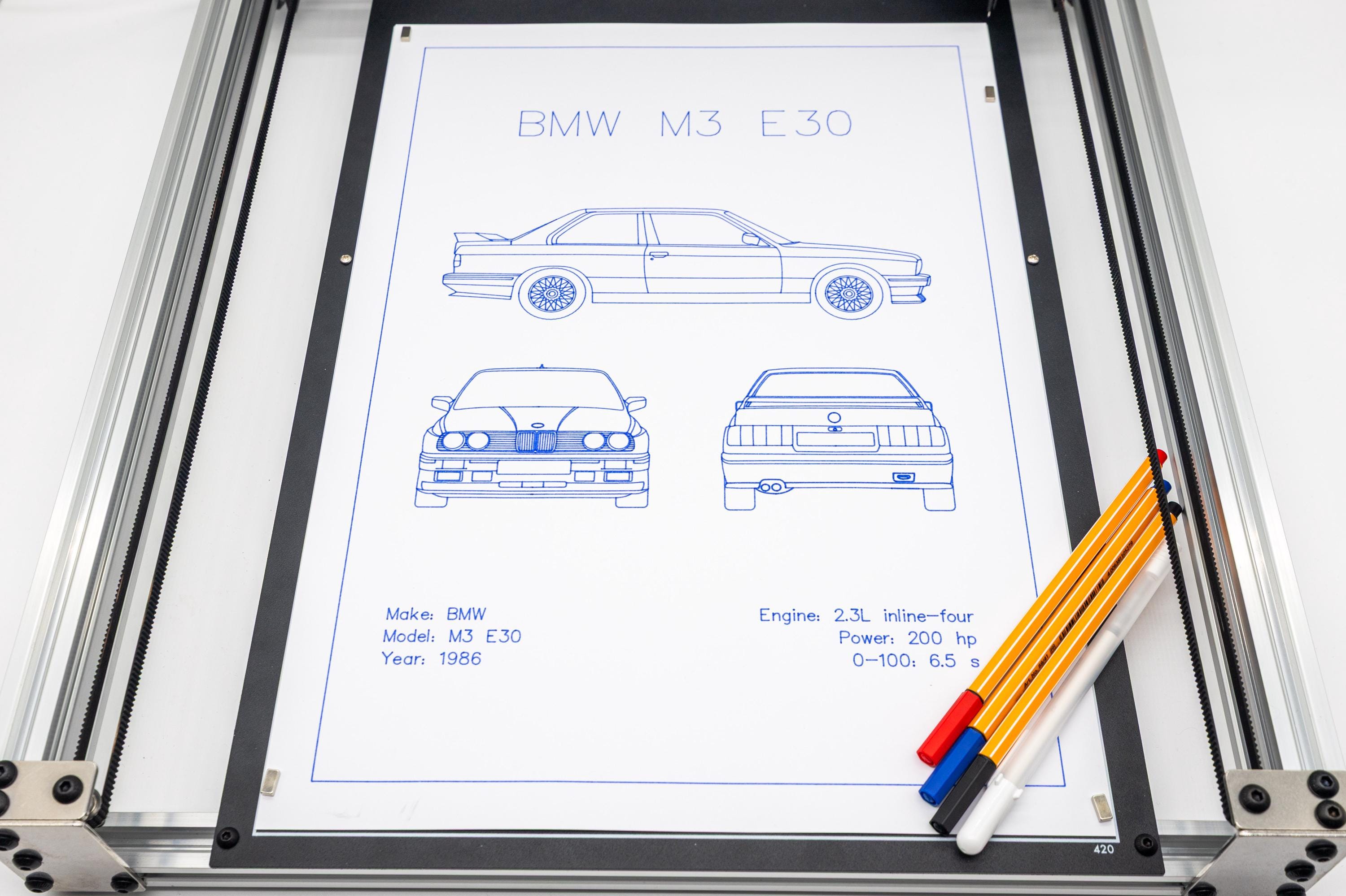BMW M3 E30 Blueprint Poster Drawing – Technical Car Art, Plotter Art ...