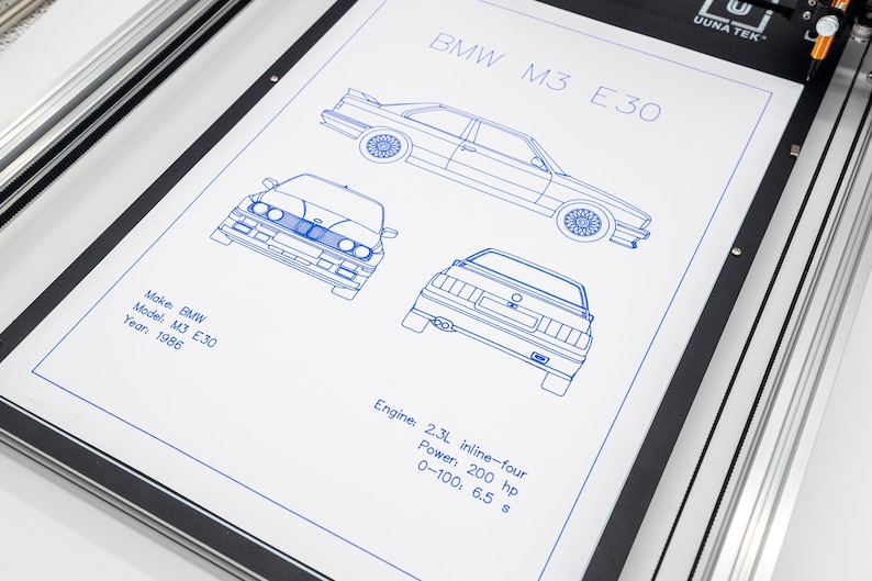 BMW M3 E30 Blueprint Poster Drawing – Technical Car Art, Plotter Art ...