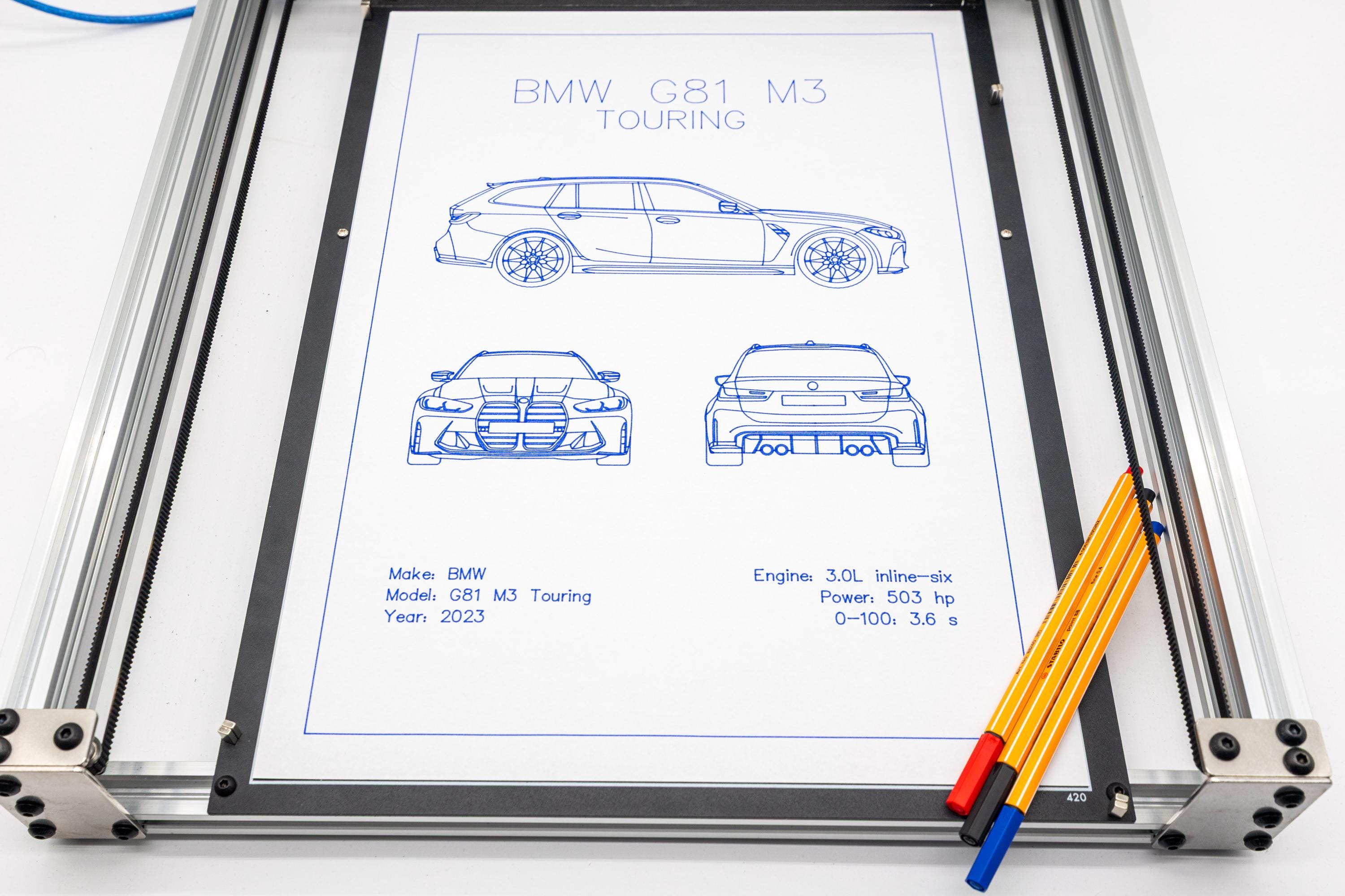 BMW G81 M3 Touring Blueprint Poster Drawing – Technical Car Art ...