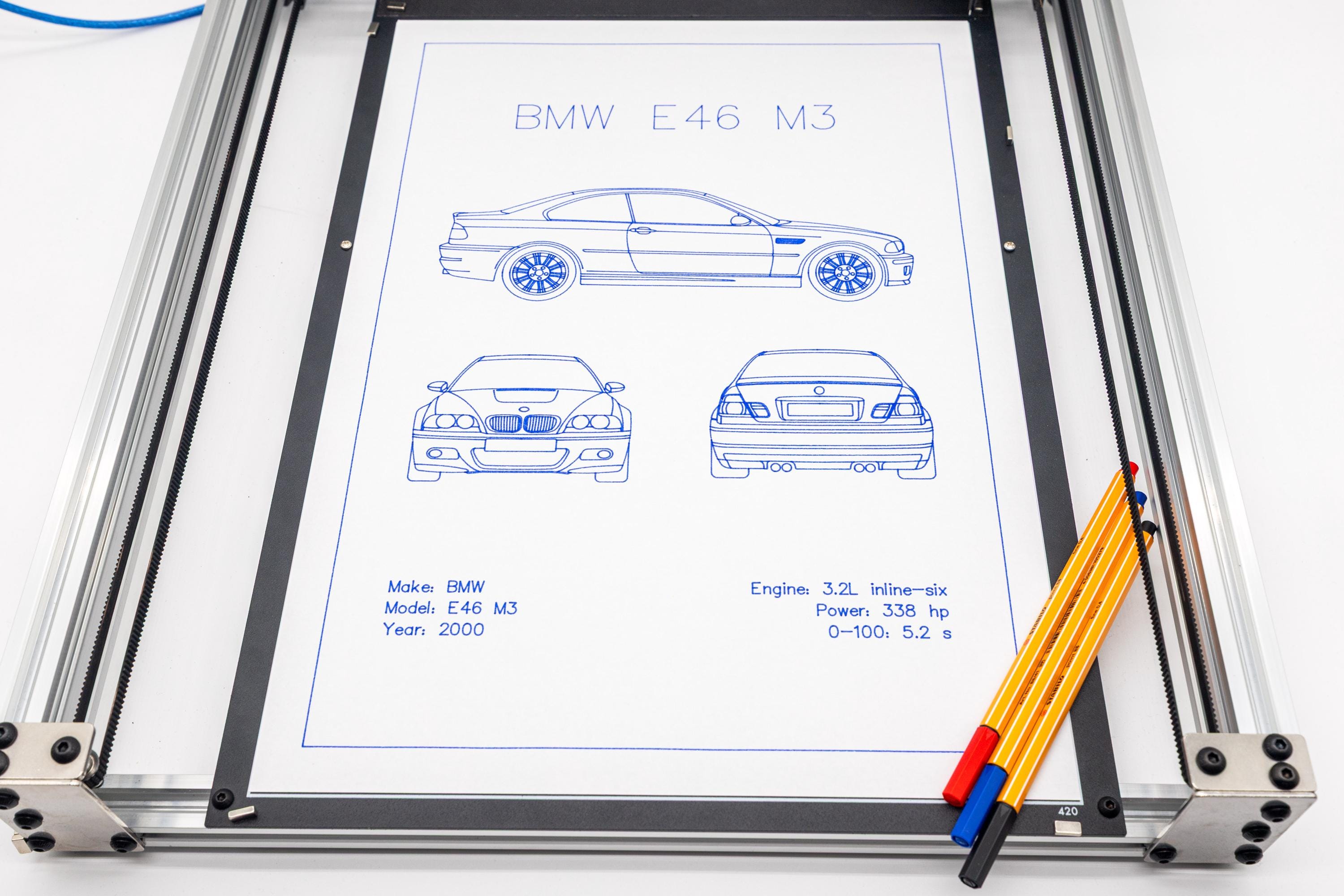 BMW E46 M3 Blueprint Poster Drawing – Technical Car Art, Plotter Art ...