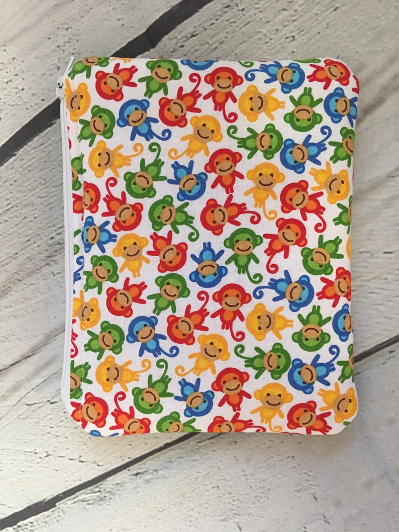 Gift Card Holder Coin Purse . Ready to Ship .. Small Zippered Pouch .. Rainbow MONKEYS . Paci Pouch ..