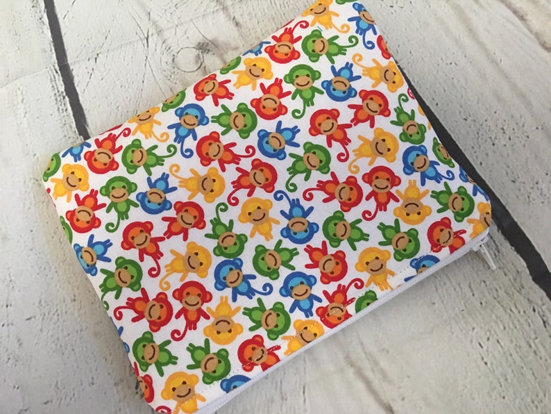 Gift Card Holder Coin Purse . Ready to Ship .. Small Zippered Pouch .. Rainbow MONKEYS . Paci Pouch ..