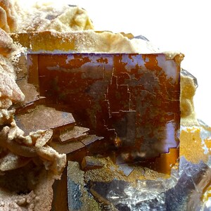 999:Gram Beautiful Natural Top Iron Coated Cubic Fluorite With Calcite &PAK