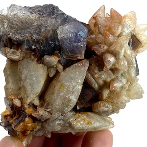 Cubic Fluorite with Calcite Specimen: Rare Mineral, Pakistan Origin