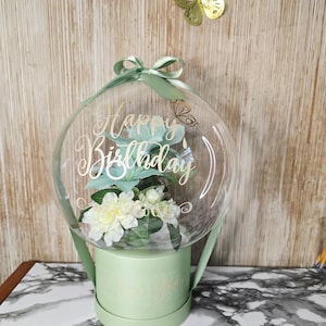 Custom Bubble Balloon with Flowers and Personalized Message Elegant Gift for Any Occasion