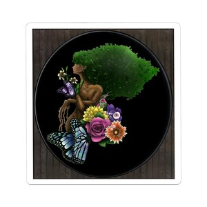 Stickers arbre fantaisie nature | Bordure en bois ; Stickers fleurs papillons, oeuvre d'art unique colorée, décoration assez originale, cadeau pour amoureux de la nature
