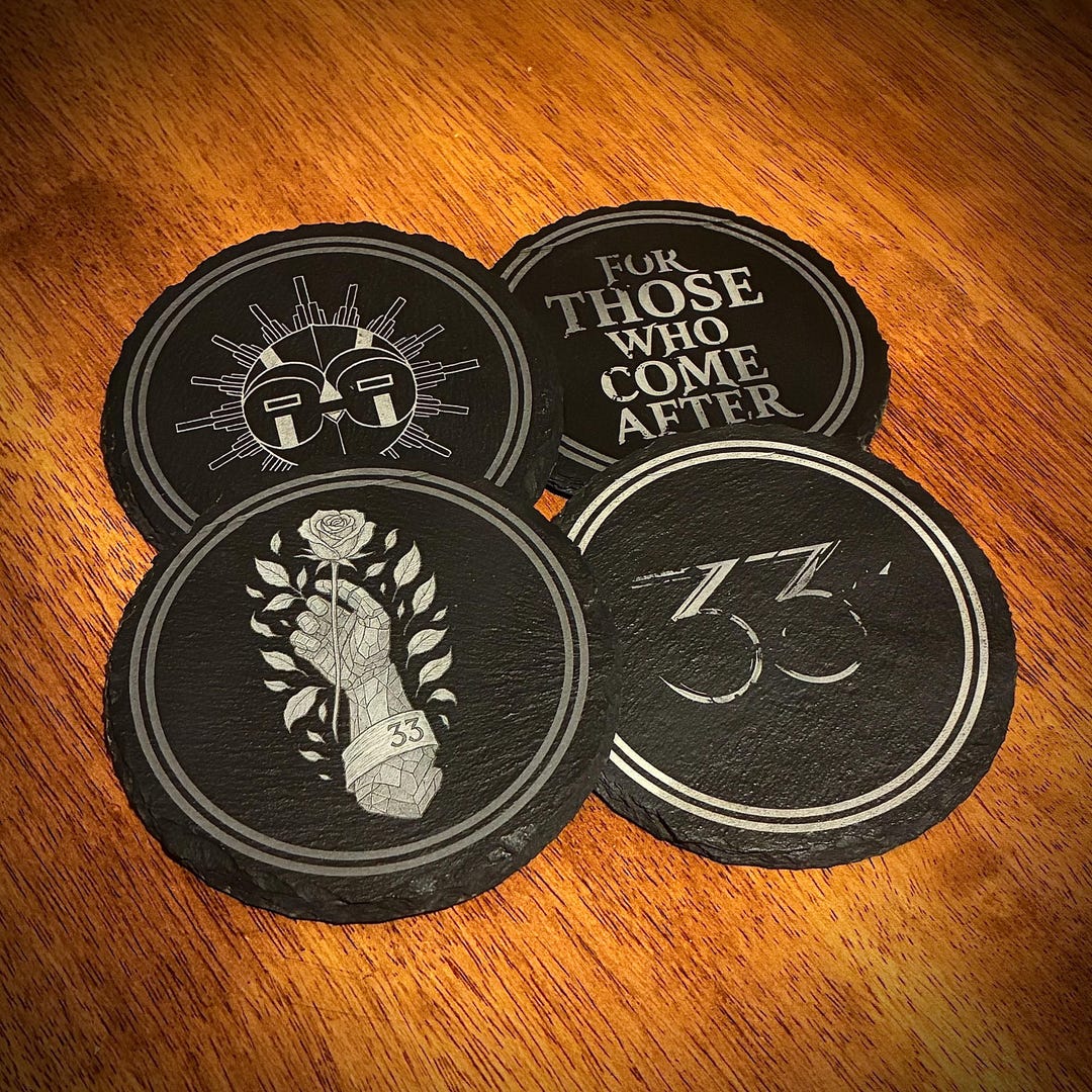 Clair Obscur: Expedition 33 Slate Coasters | Gamer Gift | Engraved Drink Coasters | Gomage | Esquie - Etsy