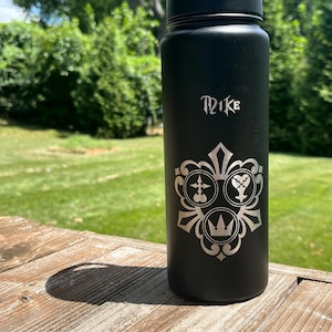 Kingdom Hearts Customized Water Bottle | Personalized Name in KH Font | Oblivion & Oathkeeper | Sora | Heartless | Nobodies | Keyblades