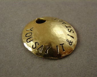 Hammered Texture Brass Tag- DOME 1 inch