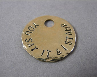 Hammered Texture Brass Tag 1 inch