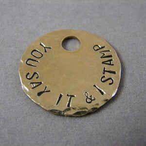 Hammered Texture Brass Tag 1 inch image 2