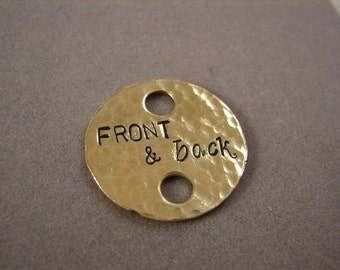 Double Hole Hammered Texture Brass Tag- Front and Back Stamping 1 inch