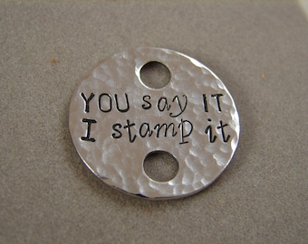 Double Hole Stainless Steel Tag with Hammered Texture 1 inch