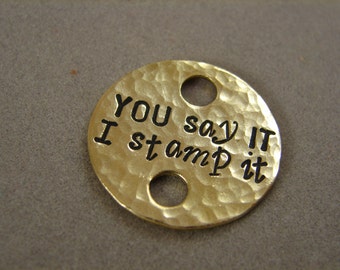 Double Hole 1 inch Hammered Texture Brass Tag.