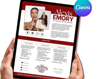 UGC Rate Card | Editable Pricing Guide | For Influencer Content Creator | Canva Template