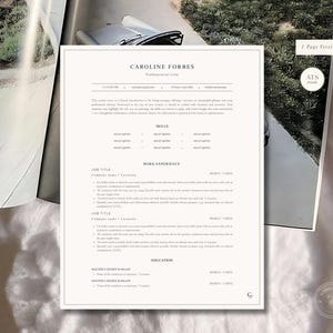 Currículum vitae estilo antiguo para Canva / Plantilla de CV sofisticada con foto: diseño clásico de 1 y 2 páginas + carta de presentación