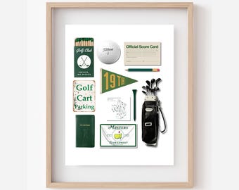 Impression numérique de pochettes d'allumettes de la galerie de golf | Affiche d'art pour pochettes d'allumettes | Téléchargement numérique instantané | Art imprimable