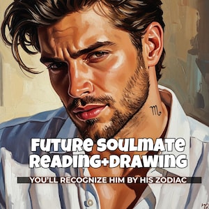Psychic Hyperrealistic Soulmate Drawing & Reading - Future Husband/Wife Traits, Zodiac Sign Prediction, AI Art Portrait, Same Day Delivery
