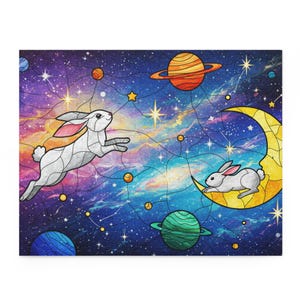 Dreamy Rabbit Space Puzzle - 120, 252, 500-Piece, Fun Family Game, Gift for Space Lovers, Cozy Night In, Educational Fun