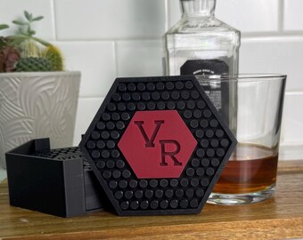 Personalized Silicone Coaster Set: Two-Tone Barware Accessory