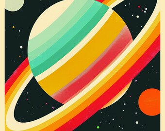 Colorful Planet Print, Space Kids Room Decor (Digital Download)