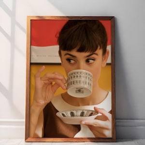 Audrey Hepburn Canvas Art, Breakfast at Tiffany&#39;s Black & White Poster, Elegant Framed Wall Decor, Classic Movie Gift for Fans