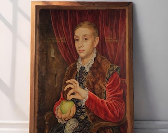 Boy With Apple Canvas, Grand Budapest Hotel Movie Canvas Print, Boy With Apple Art Print, Home Decor Gift, Movie Posters Print, A Gift Idea