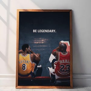 Póster "Sé legendario", póster de Kobe Bryant, impresión de Kobe Bryant, arte mural de Kobe Bryant, póster de baloncesto, póster vintage de la NBA, Mamba Basketball