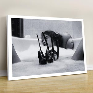 Bathroom Art - Movie Poster Print - Halloween Horror Film - Nightmare Bathtub Scene - Digital Oil Painting - Wall Decor Gift