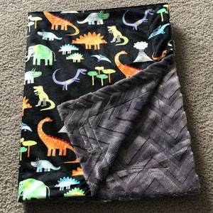 Dinosaur Minky receiving blanket image 1