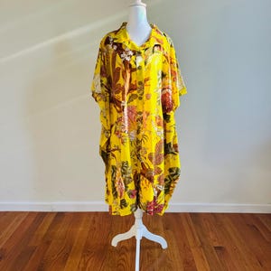 Golden Hour Yellow Short Kaftan Shirt Dress - One Size Fits Most Standard and Plus