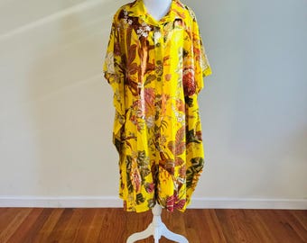 Golden Hour Yellow Short Kaftan Shirt Dress - One Size Fits Most Standard and Plus