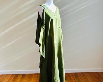 Olive Grove Kaftan Beach Cover Up: Cold Shoulder Embroidered Dress