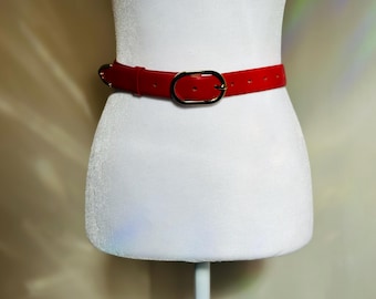 The Horizon Red Vegan Leather Belt – Adjustable Sizing