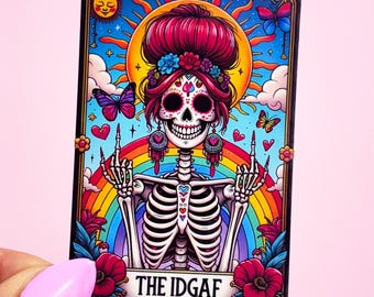 The IDGAF Tarot Card Sticker - Vinyl Water Resistant Sticker, Laptop Sticker, Phone Sticker, Water Bottle Sticker, Cute Decal