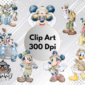 Mickey Mouse Safari Clipart Bundle: PNG Files (Digital Download)