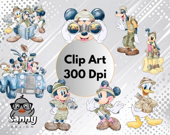 Mickey Mouse Safari Clipart Bundle: PNG Files (Digital Download)
