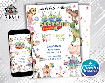 Toy Story Geburtstagseinladung Vorlage, Kids Party Invite (Digital)