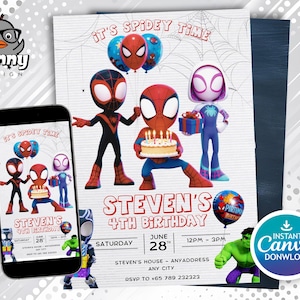 Spidey And His Amazing Friends Birthday Invitation Spidey Invitation Spidey Party Spidey And Friends Boy Invite EDITABLE Instant Digital
