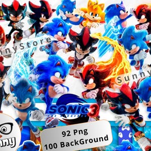 Sonic the Hedgehog PNG Bundle: Fonts, Stickers, & Papers (Digital Download