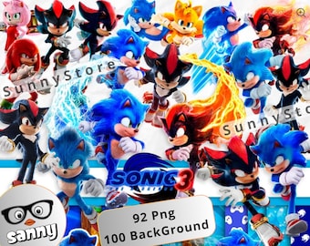 Sonic the Hedgehog PNG Bundle: Fonts, Stickers, & Papers (Digital Download