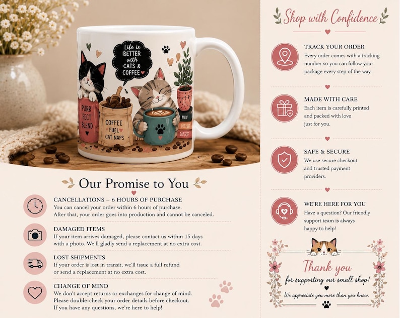 Cozy Cat Coffee Mug, Whimsical Feline Ceramic Cup, Cat Lover Gift image 7