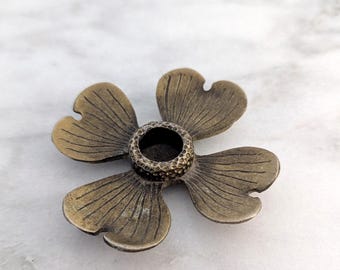 Vintage Mini Dogwood Flower Metal Candle Holder