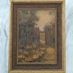 Vintage Painting Print in Gold Wood Frame