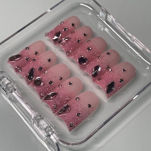 Pink Friday Glitter Ombré Press On Nails – Ready to Ship