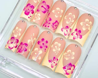 Hibiscus Honey Set | Butter Yellow Press Ons | Spring Nails | GirlyPopCouture